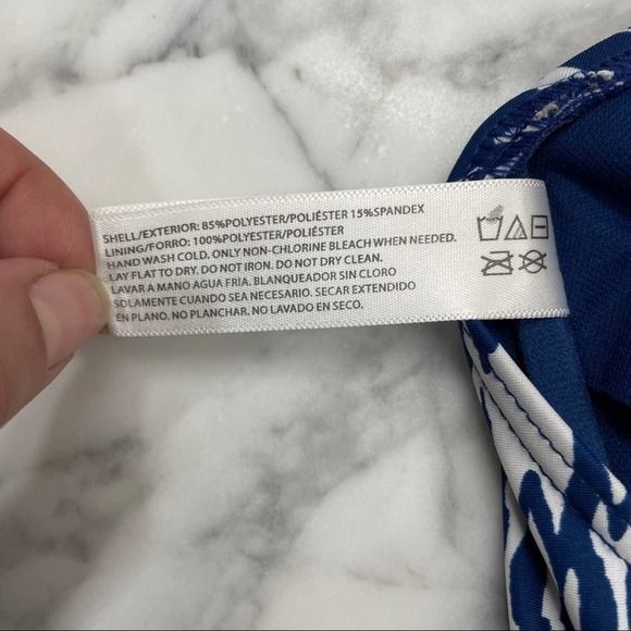 Playa Swim One Piece Blue & White Ikkat Size M - Picture 7 of 8